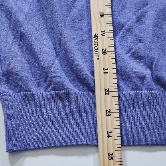 Banana Republic Sweater Men M Purple V Neck LS Silk Cotton Cashmere Blend FLAW - Picture 8 of 13